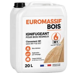 20-litre jerrycan of EUROMASSIF BOIS, white and orange label
